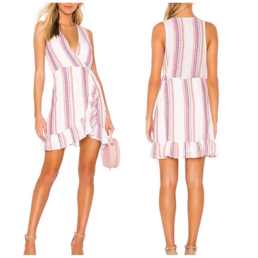 RAILS Madison Striped Wrap Ruffle Hem Dress